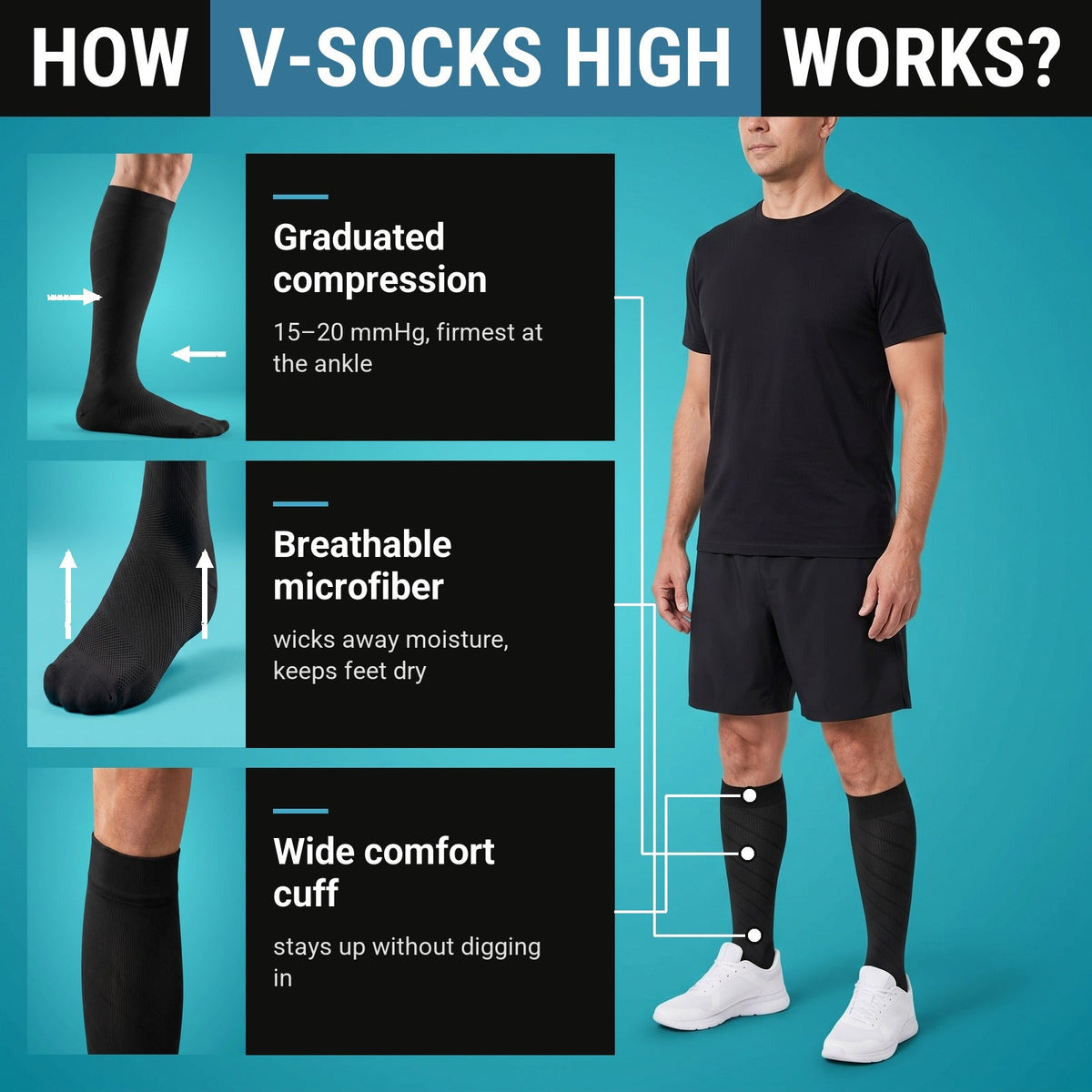 V-Socks High | Knee-High Compression Socks