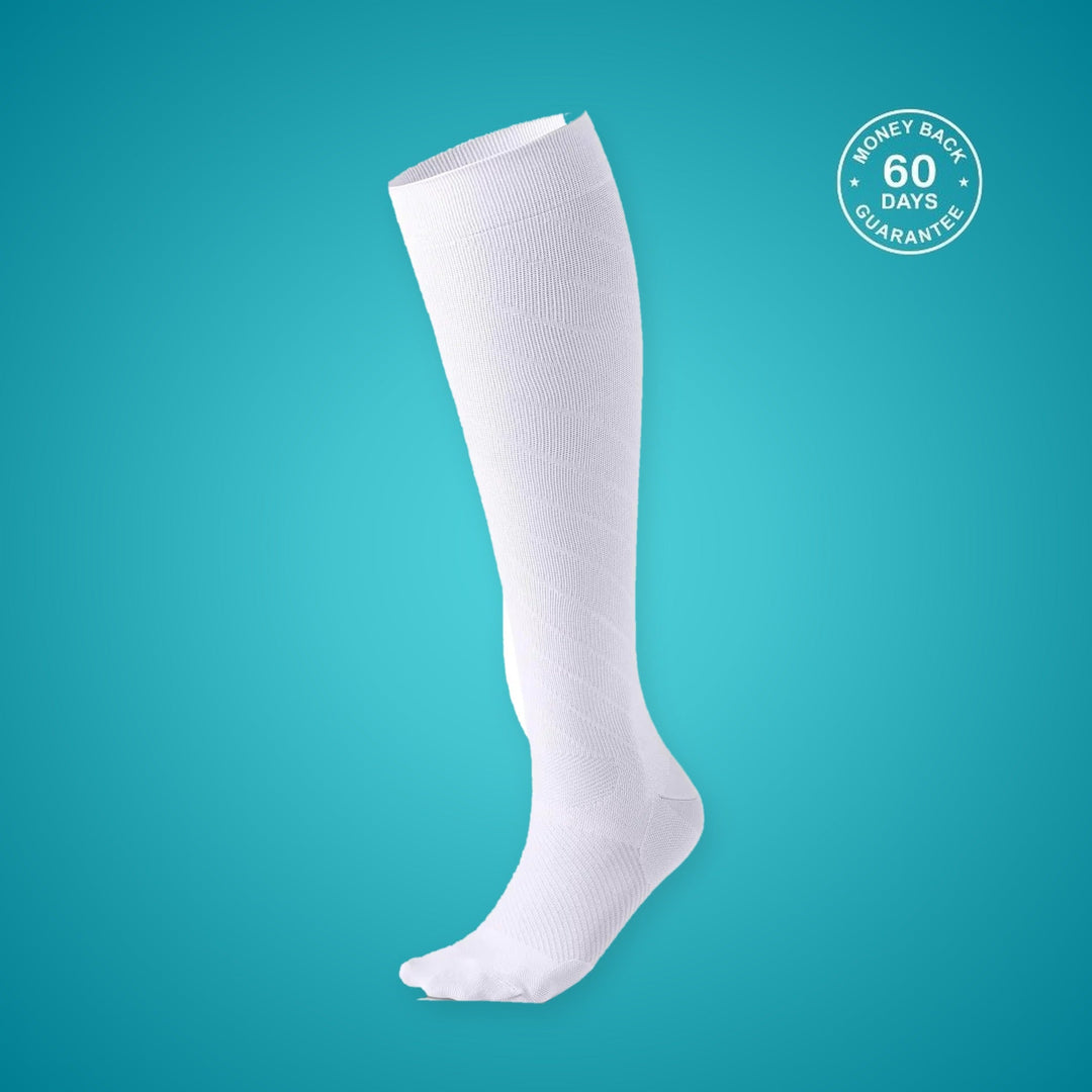 V-Socks High knee-high compression sock in White